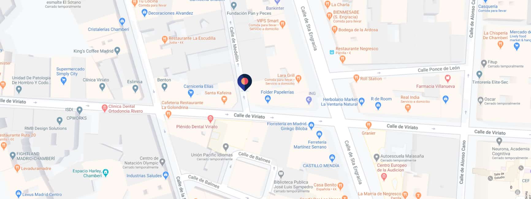 Imagen Google Maps - Calle Viriato, Madrid